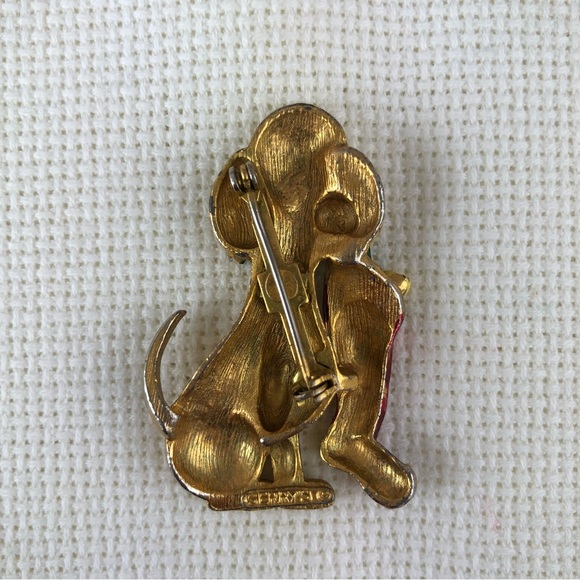 Vintage Gerry's Holiday Brooch Dog With Christmas Stocking - Picture 3 of 4